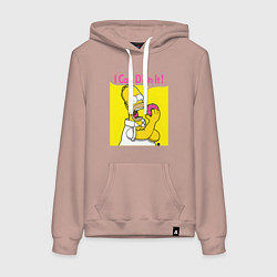 Толстовка-худи хлопковая женская Homer doh it, цвет: пыльно-розовый