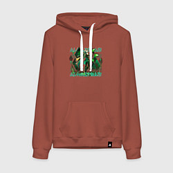 Толстовка-худи хлопковая женская Аль-Хайтам дендро надписи, цвет: кирпичный