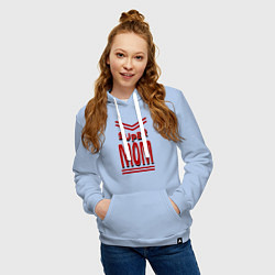 Толстовка-худи хлопковая женская Super mom большие бувы, цвет: мягкое небо — фото 2