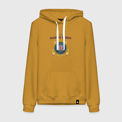 Толстовка-худи хлопковая женская Корпус морской пехоты княжества Люксембург, цвет: горчичный