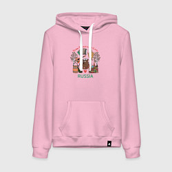 Толстовка-худи хлопковая женская From Russia with love inscription, цвет: светло-розовый