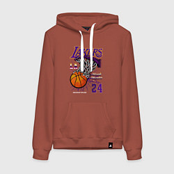 Толстовка-худи хлопковая женская LA Lakers Kobe, цвет: кирпичный