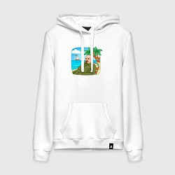 Толстовка-худи хлопковая женская Ленин на отдыхе, цвет: белый