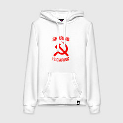 Толстовка-худи хлопковая женская Sharing is caring, цвет: белый