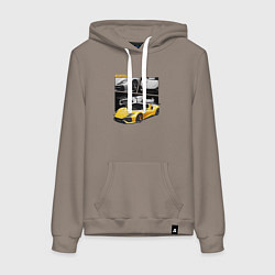 Толстовка-худи хлопковая женская Scintilla yellow, цвет: утренний латте