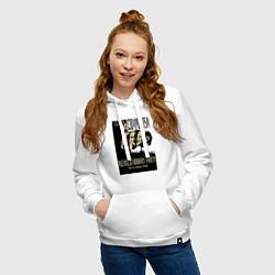 Толстовка-худи хлопковая женская Ленин, Маркс и Энгельс, цвет: белый — фото 2