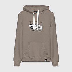 Толстовка-худи хлопковая женская Toyota Supra MK3, цвет: утренний латте