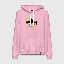 Толстовка-худи хлопковая женская Итальянская Венеция, цвет: светло-розовый