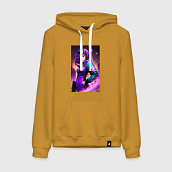 Толстовка-худи хлопковая женская Saints Row - fantasy character, цвет: горчичный