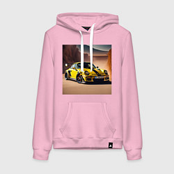 Толстовка-худи хлопковая женская Porsche 911, цвет: светло-розовый