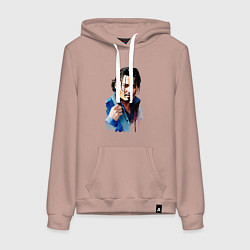 Толстовка-худи хлопковая женская Johnny Depp - watercolor, цвет: пыльно-розовый