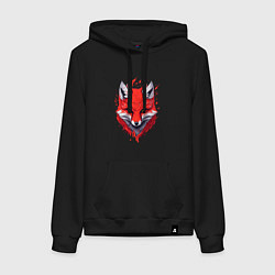 Толстовка-худи хлопковая женская Лисий демон, цвет: черный