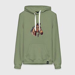 Толстовка-худи хлопковая женская Коняка скакуняка, цвет: авокадо