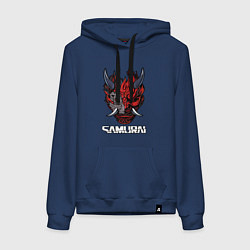 Толстовка-худи хлопковая женская Samurai logo, цвет: тёмно-синий