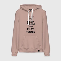 Толстовка-худи хлопковая женская Keep Calm & Play tennis, цвет: пыльно-розовый