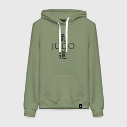 Толстовка-худи хлопковая женская Дзюдо иероглиф, цвет: авокадо