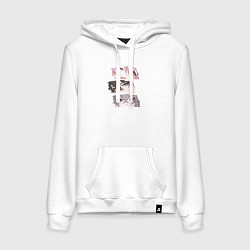 Толстовка-худи хлопковая женская Любимые персонажи Honkai, цвет: белый