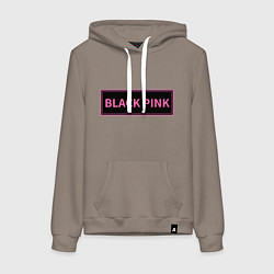 Толстовка-худи хлопковая женская Логотип Блек Пинк, цвет: утренний латте