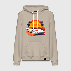 Толстовка-худи хлопковая женская Ретро Феррари, цвет: миндальный