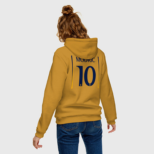 Женская толстовка-худи Лука Модрич ФК Реал Мадрид форма 2324 домашняя / Горчичный – фото 4
