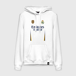Толстовка-худи хлопковая женская Реал Мадрид форма 2324 домашняя, цвет: белый