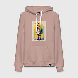 Толстовка-худи хлопковая женская Fox cub - urban style - neural network, цвет: пыльно-розовый