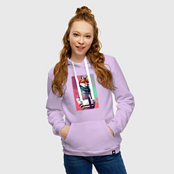Толстовка-худи хлопковая женская Крутой лис в модной куртке - нейросеть, цвет: лаванда — фото 2
