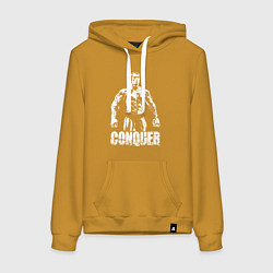 Толстовка-худи хлопковая женская Arnold conquer, цвет: горчичный