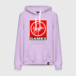 Толстовка-худи хлопковая женская Virgin games logo, цвет: лаванда