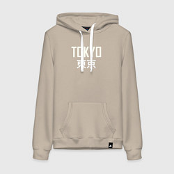 Толстовка-худи хлопковая женская Japan - Tokyo, цвет: миндальный