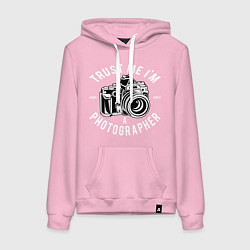 Толстовка-худи хлопковая женская Photographer, цвет: светло-розовый