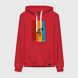 Толстовка-худи хлопковая женская MTB - ride, цвет: красный