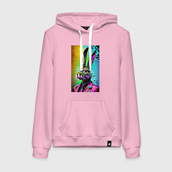 Толстовка-худи хлопковая женская Модный заяц в розовом прикиде, цвет: светло-розовый