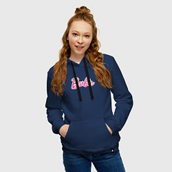 Толстовка-худи хлопковая женская Barbie title, цвет: тёмно-синий — фото 2