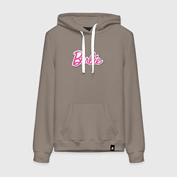 Толстовка-худи хлопковая женская Barbie title, цвет: утренний латте