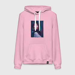 Толстовка-худи хлопковая женская АйЮ арт - IU, цвет: светло-розовый