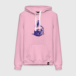 Толстовка-худи хлопковая женская Граммофон, цвет: светло-розовый