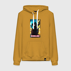 Толстовка-худи хлопковая женская Roblox cyberpunk, цвет: горчичный