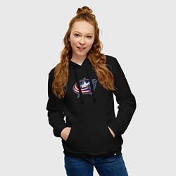 Толстовка-худи хлопковая женская Columbus blue jackets - hockey team - emblem, цвет: черный — фото 2