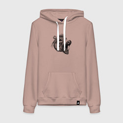 Толстовка-худи хлопковая женская Кабан рычит, цвет: пыльно-розовый