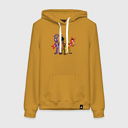 Толстовка-худи хлопковая женская Команда FNAF, цвет: горчичный