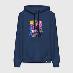 Толстовка-худи хлопковая женская Джотаро - Jojo, цвет: тёмно-синий