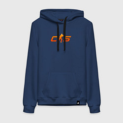 Толстовка-худи хлопковая женская CS 2 orange logo, цвет: тёмно-синий