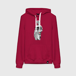 Толстовка-худи хлопковая женская MoMo - Censored, цвет: маджента