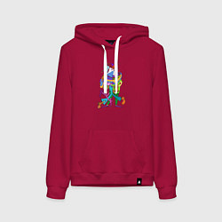 Толстовка-худи хлопковая женская Abstract Funny Clowns, цвет: маджента