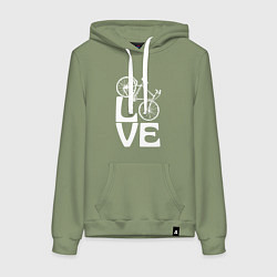 Толстовка-худи хлопковая женская Любовь велосипедиста, цвет: авокадо