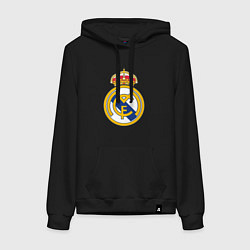 Толстовка-худи хлопковая женская Real madrid fc sport, цвет: черный