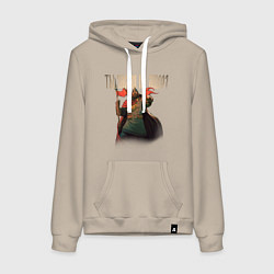 Толстовка-худи хлопковая женская Русам отключили отопление, цвет: миндальный