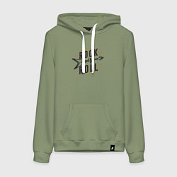 Толстовка-худи хлопковая женская Power of rock n roll, цвет: авокадо