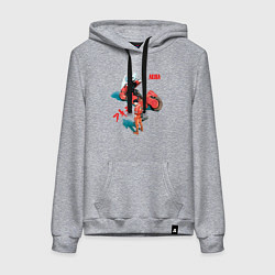 Толстовка-худи хлопковая женская Akira киберпанк аниме и манга, цвет: меланж